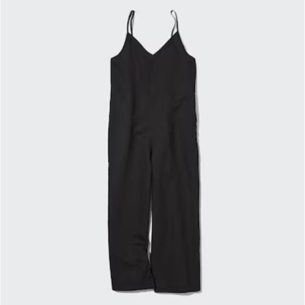 UNIQLO black linen blend camisole jumpsuit